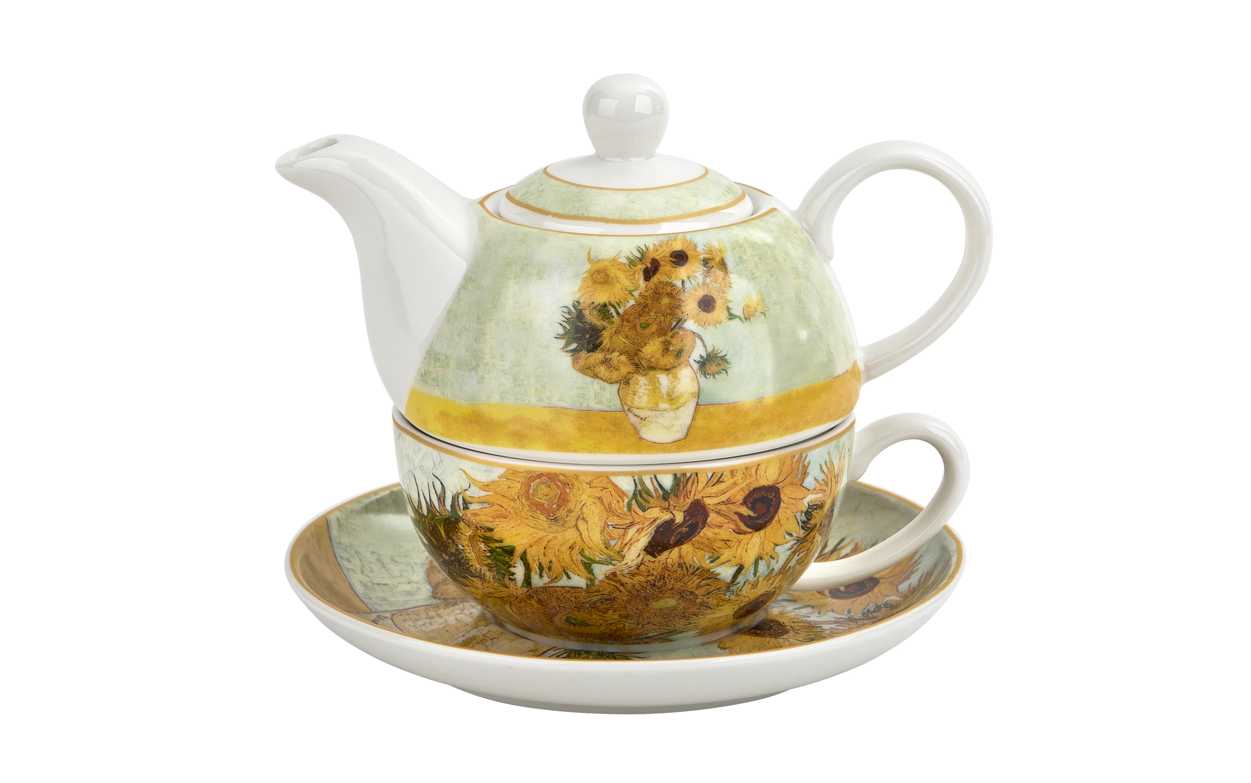 Filiżanka z dzbankiem i zaparzaczem Tea for One Sunflowers