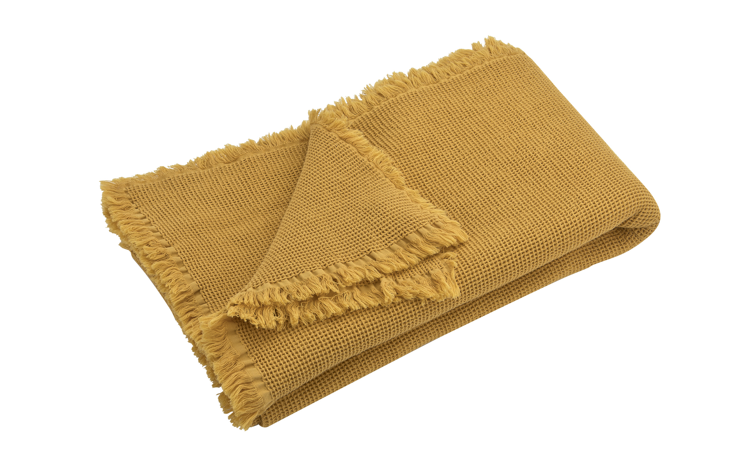 Pled bawełniany 130x170 cm Waffle Yellow