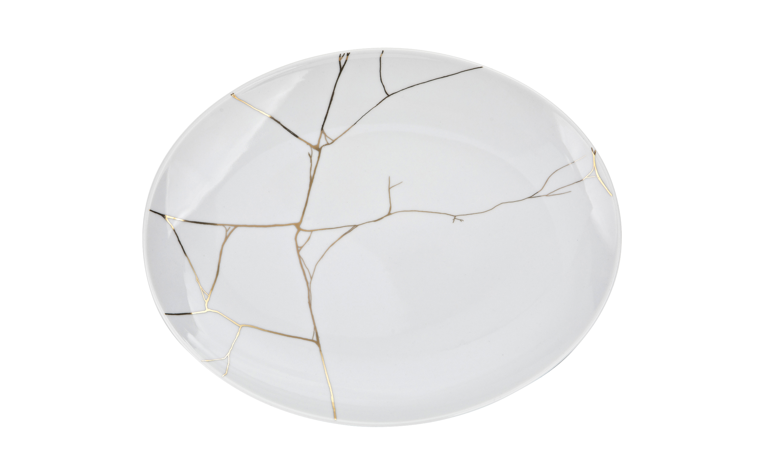 Talerz owalny 29 cm Tektonika biała