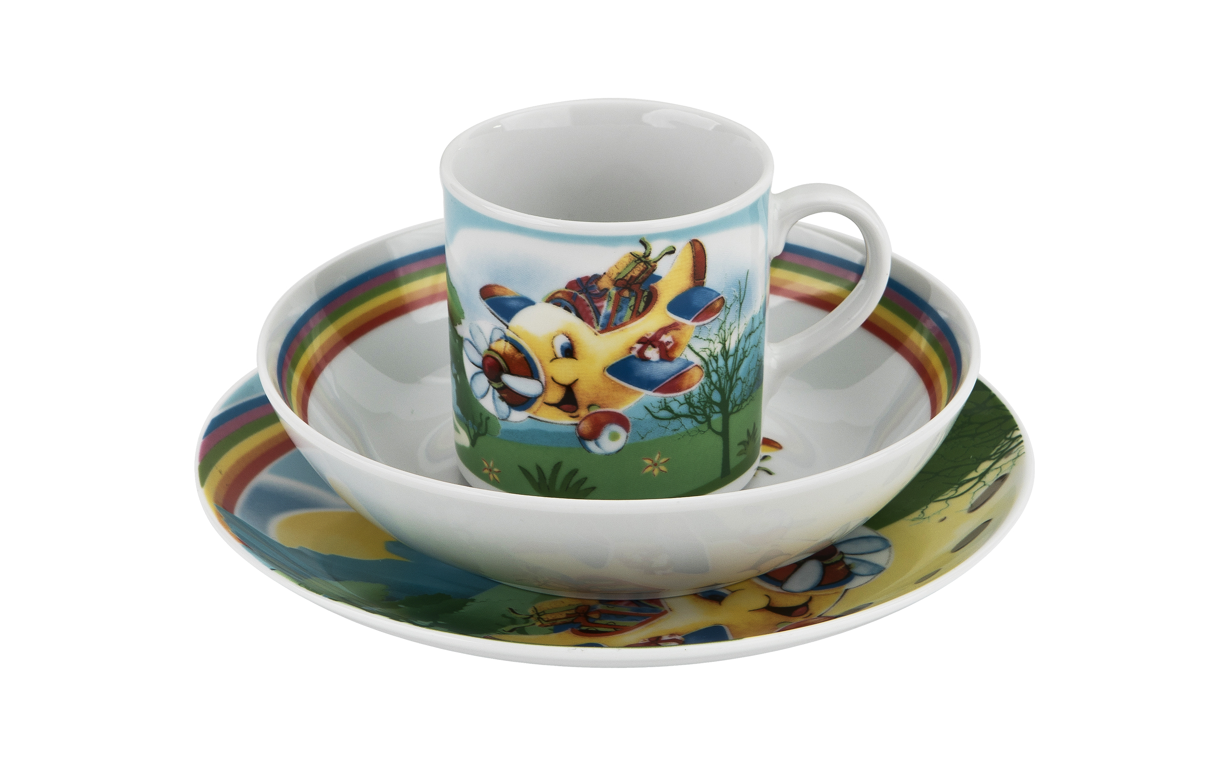 Zestaw naczyń dla dzieci Samolocik porcelanowy
