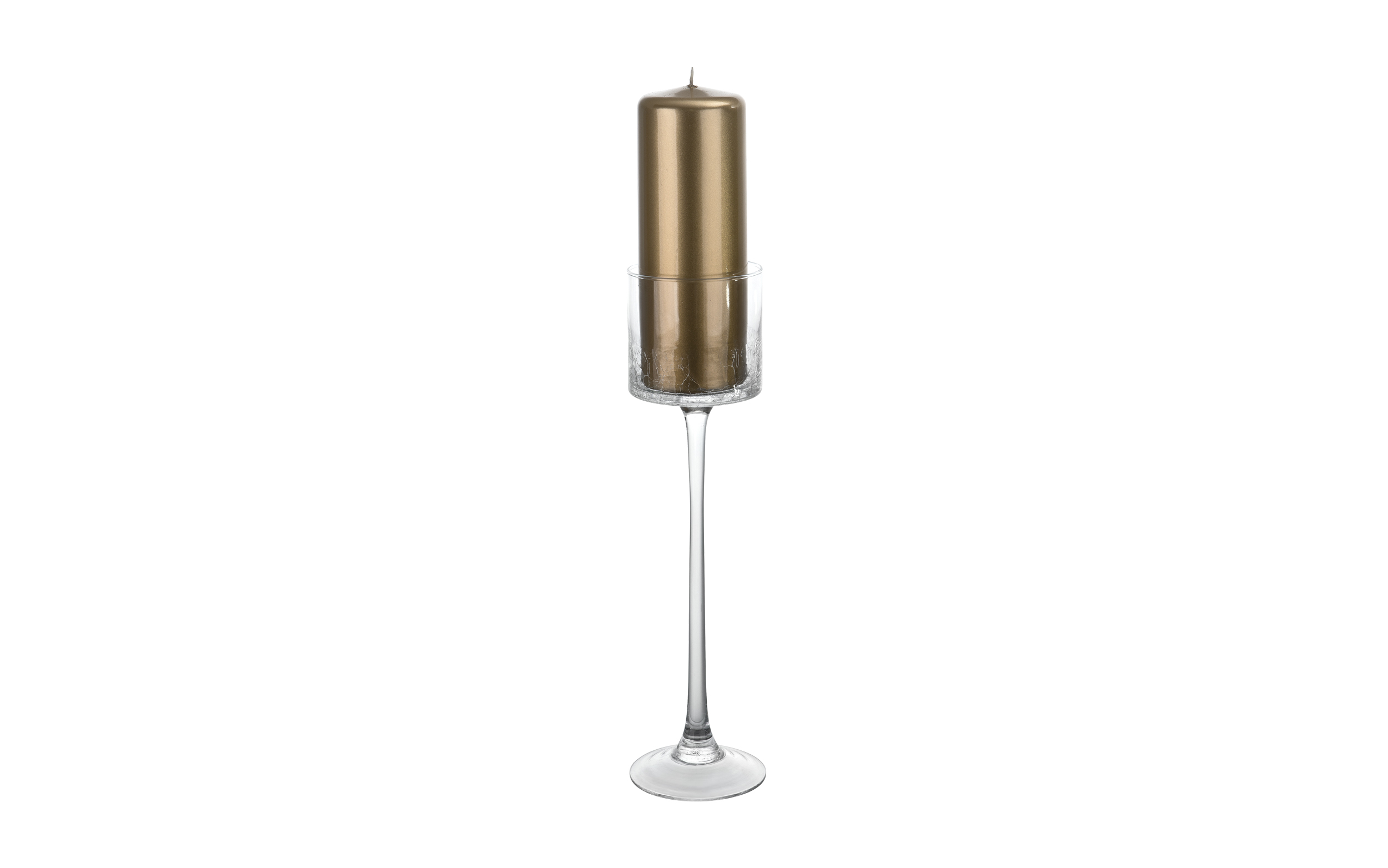Świecznik szklany efekt spękania 35 cm Krakla Sigma Glass