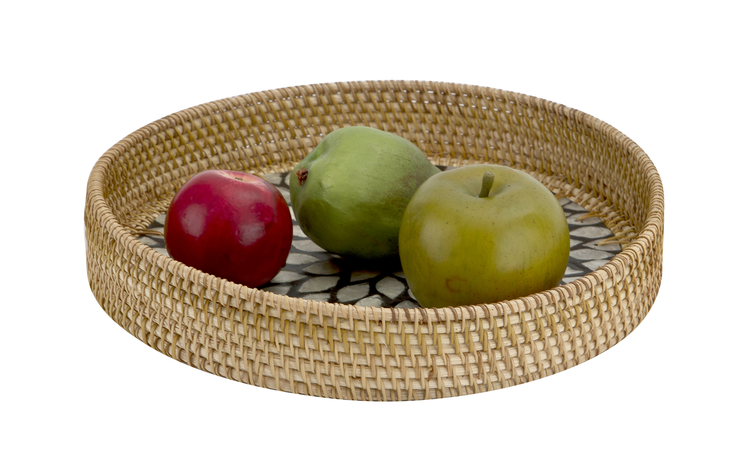 Taca dekoracyjna rattanowa 30cm Natural czarna okragła