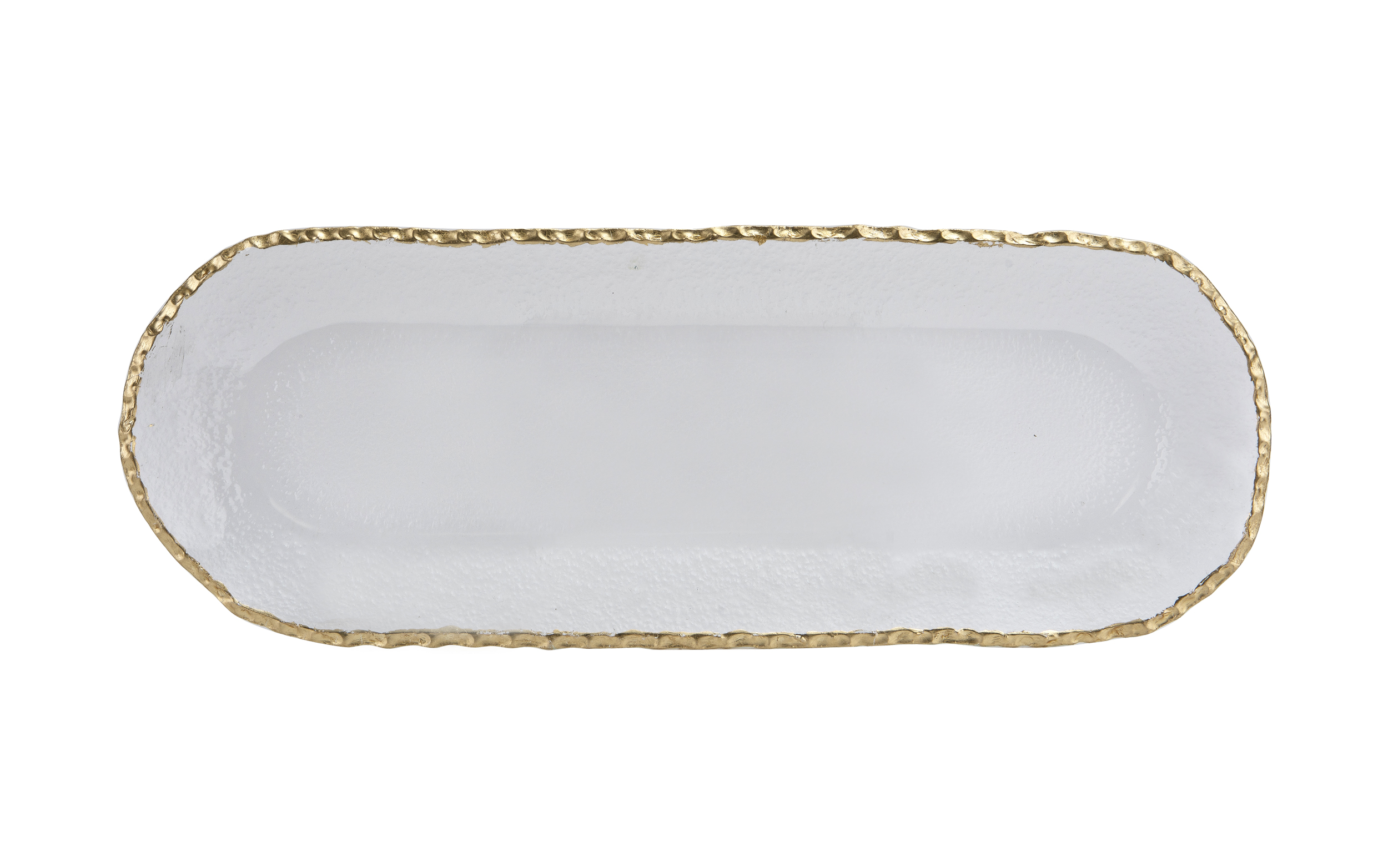 Patera szklana złoty rant 43 x 15,5 x 2,5cm