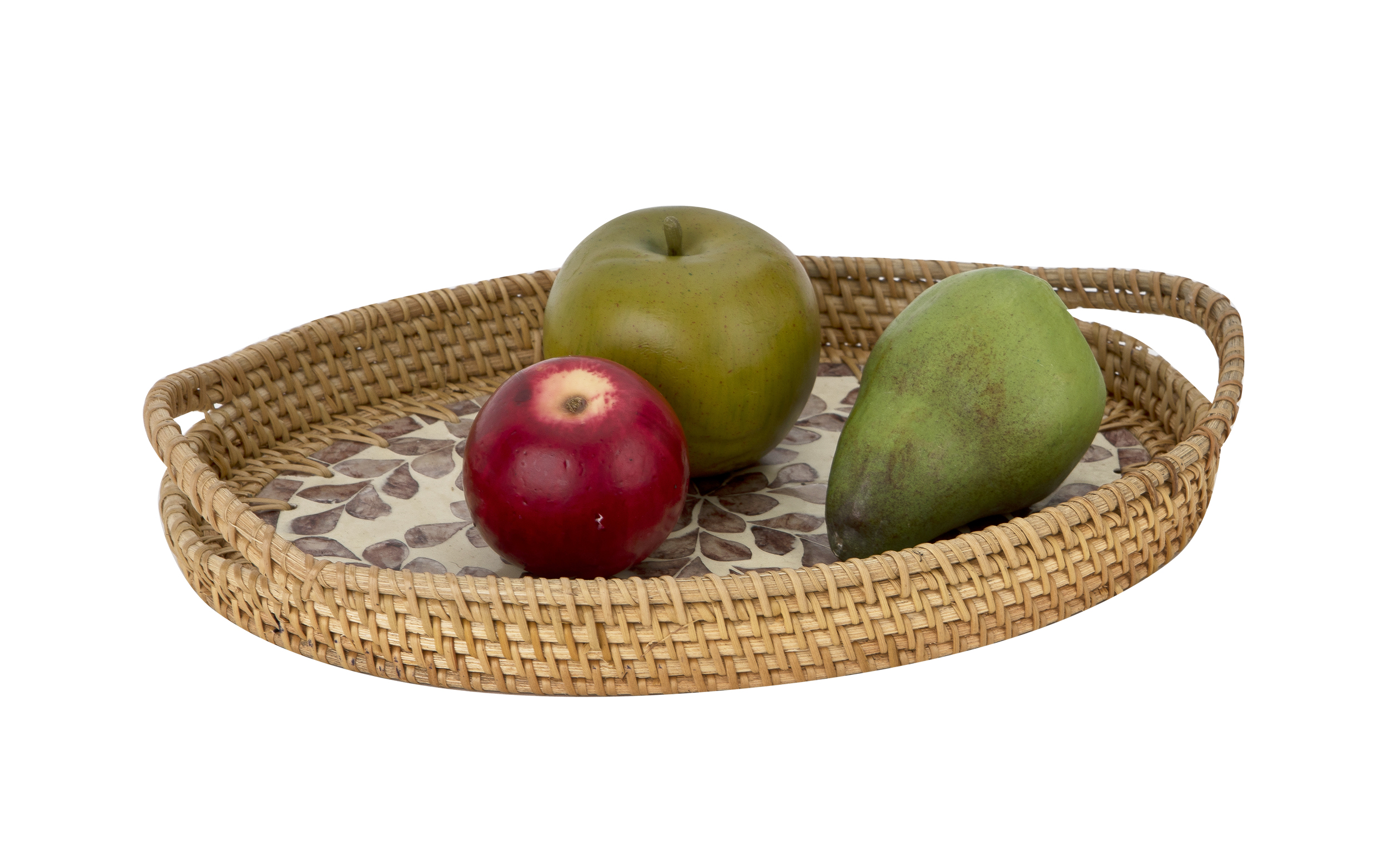 Taca dekoracyjna rattanowa 35,5x22x3cm Natural brązowa owalna