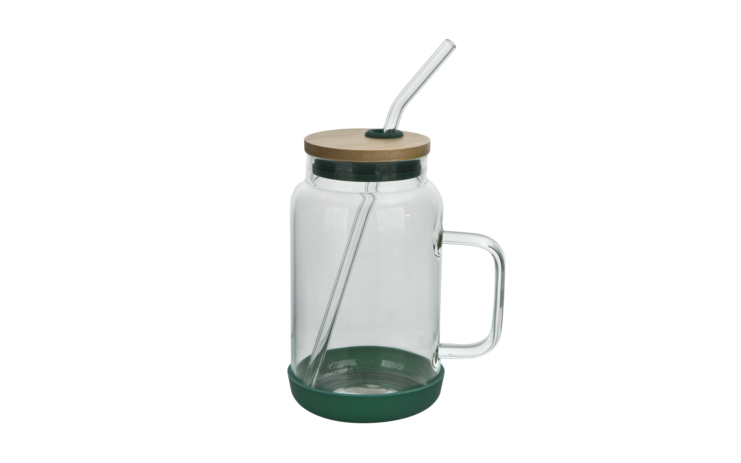 Słoik ze słomką 600 ml Fuori zielony