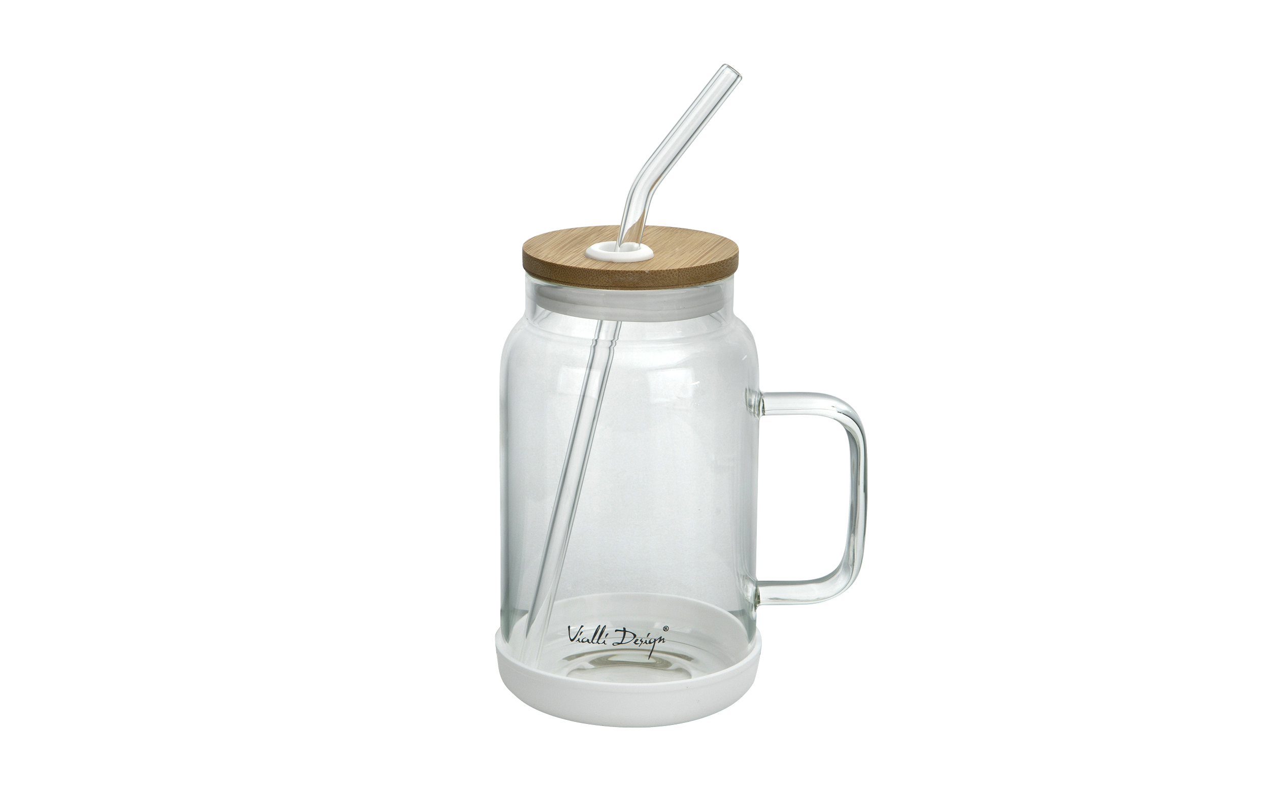 Słoik ze słomką 600 ml Fuori biały