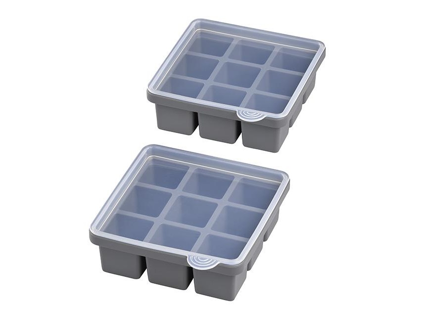 Zestaw 2 Pojemników na kostki lodu 15,5x15,5 cm z pokrywką