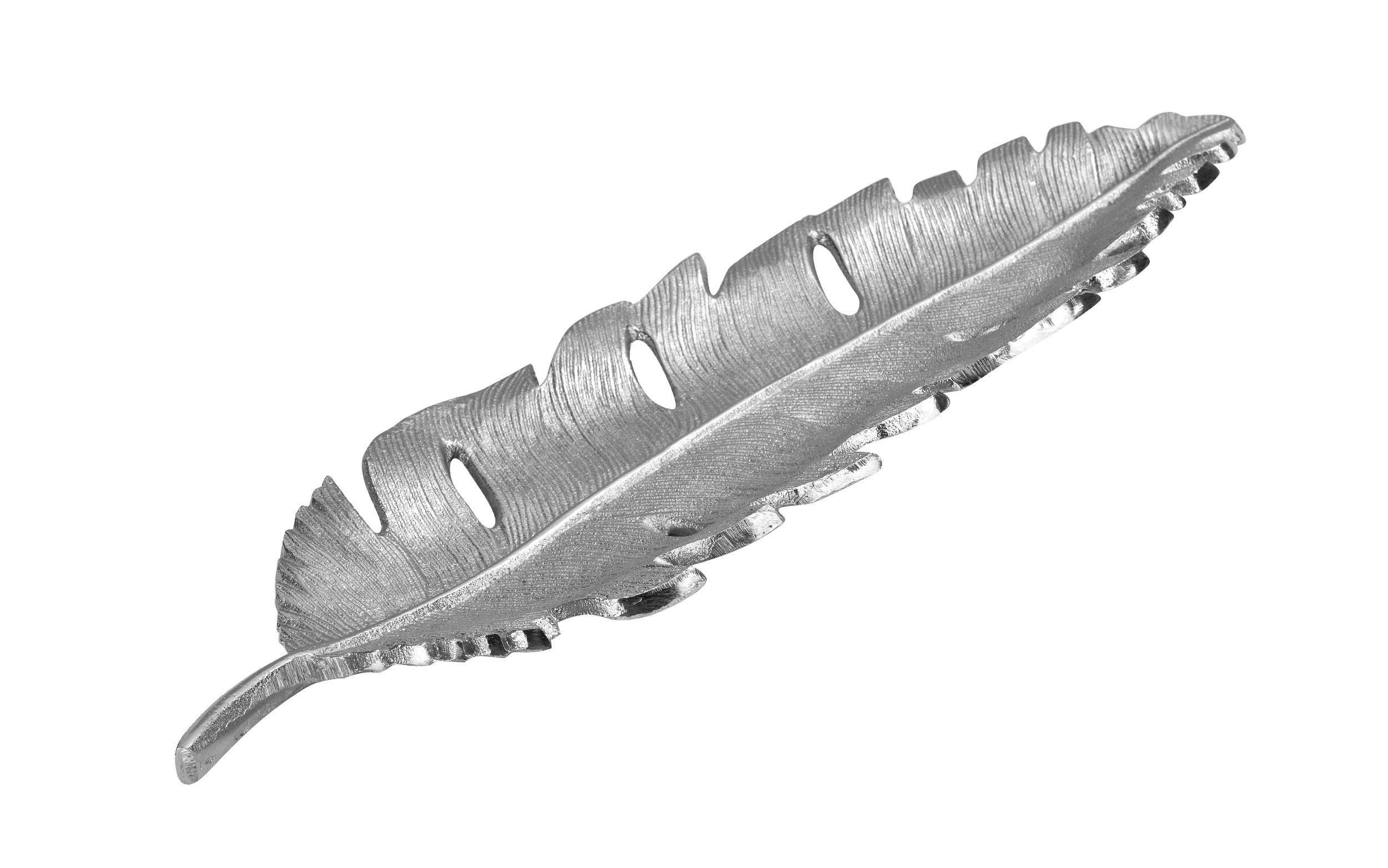 Patera metalowa srebrna liść 49 cm