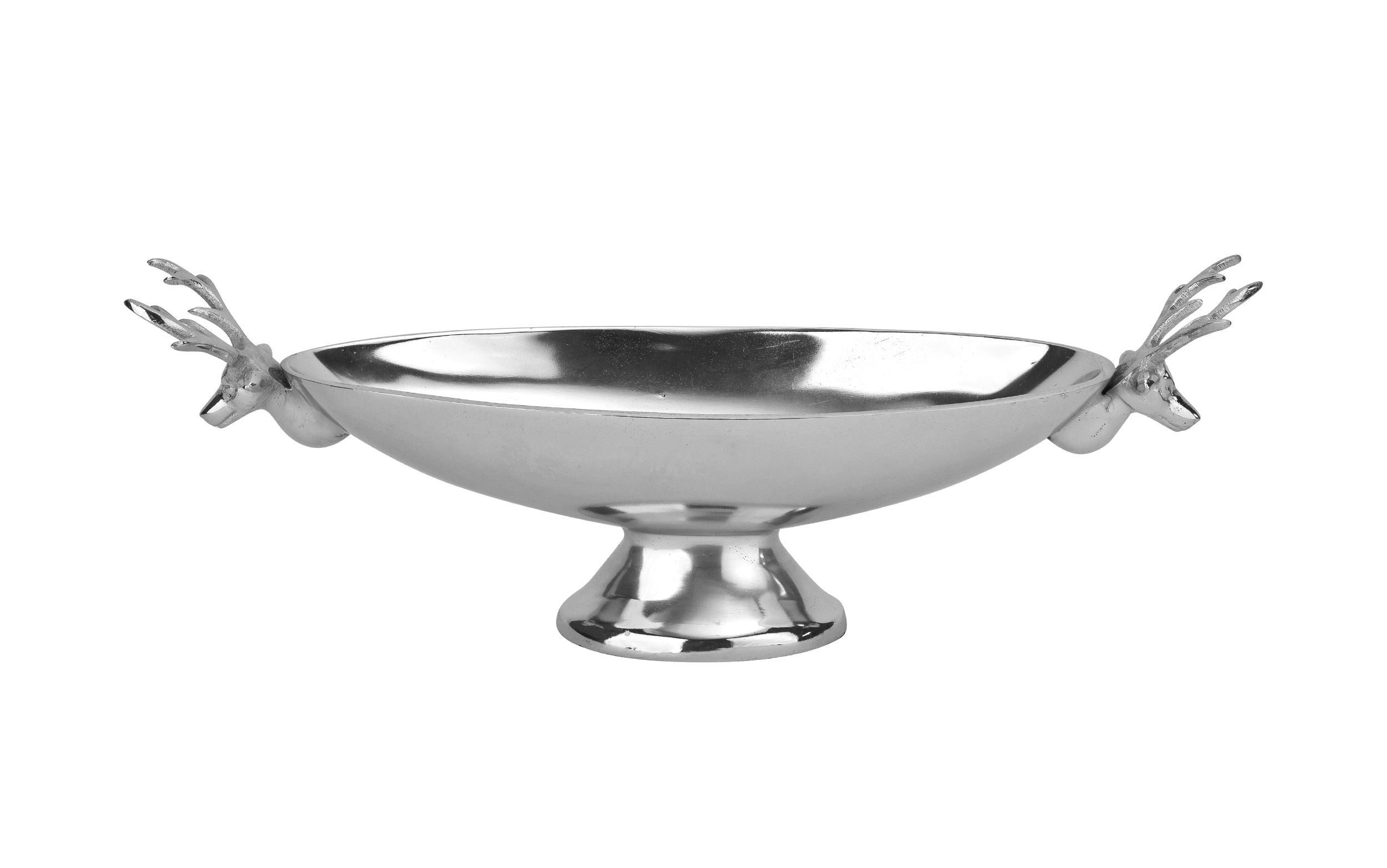Patera dekoracyjna z Reniferami srebrna metalowa 45 cm