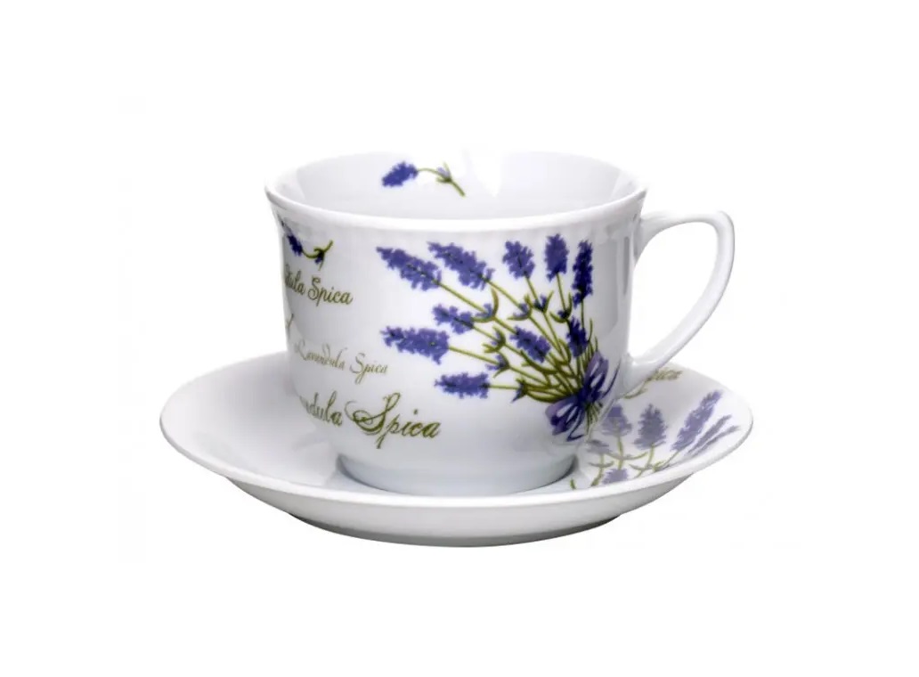 Kubek porcelanowy 300 ml ze spodkiem Lawenda Wiedeń