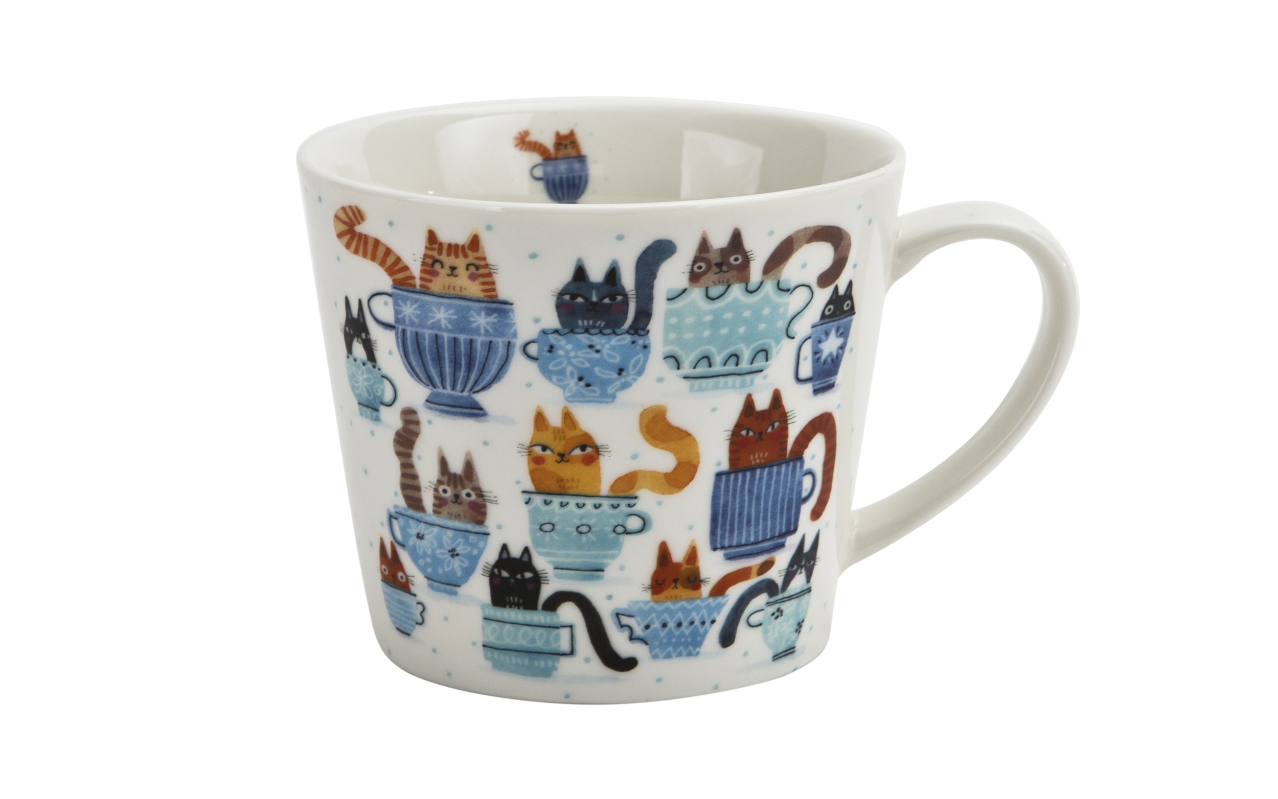 Kubek porcelanowy 610 ml prosty Koty w filiżankach