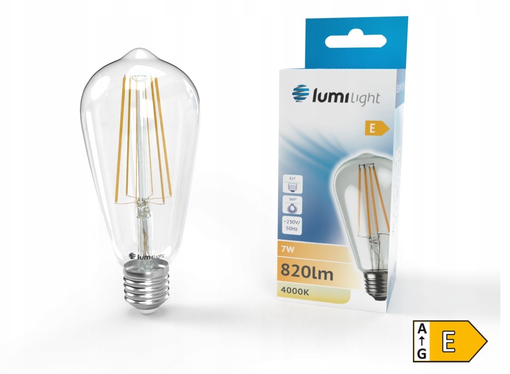 Żarówka LED ozdobna E27 7W barwa naturalna LL5917