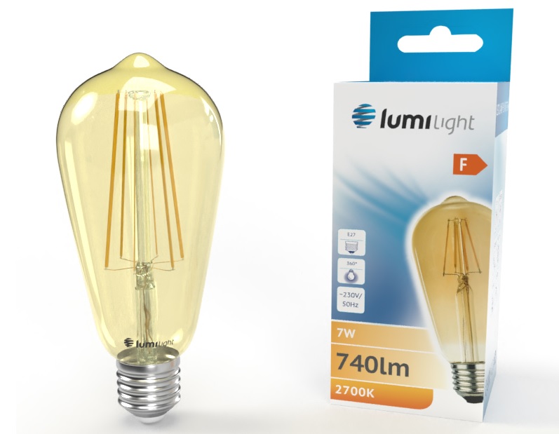 Żarówka LED E27 7W WW FLMG ST64 Gold LL5931