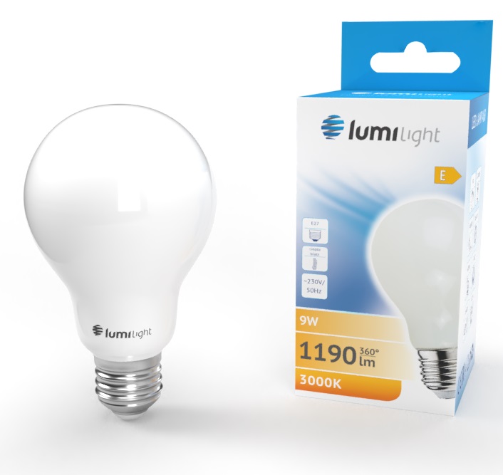 ŻARÓWKA LED A60 MILK E27 9W CIEPŁA LL6549