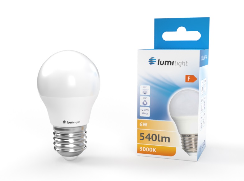 Żarówka LED kulka G45 E27 6W Mleczna Ciepła