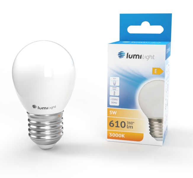 ŻARÓWKA LED G45 MILK E27 5W CIEPŁA LL6426