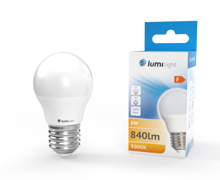 Żarówka LED kulka G45 E27 8W Mleczna Ciepła