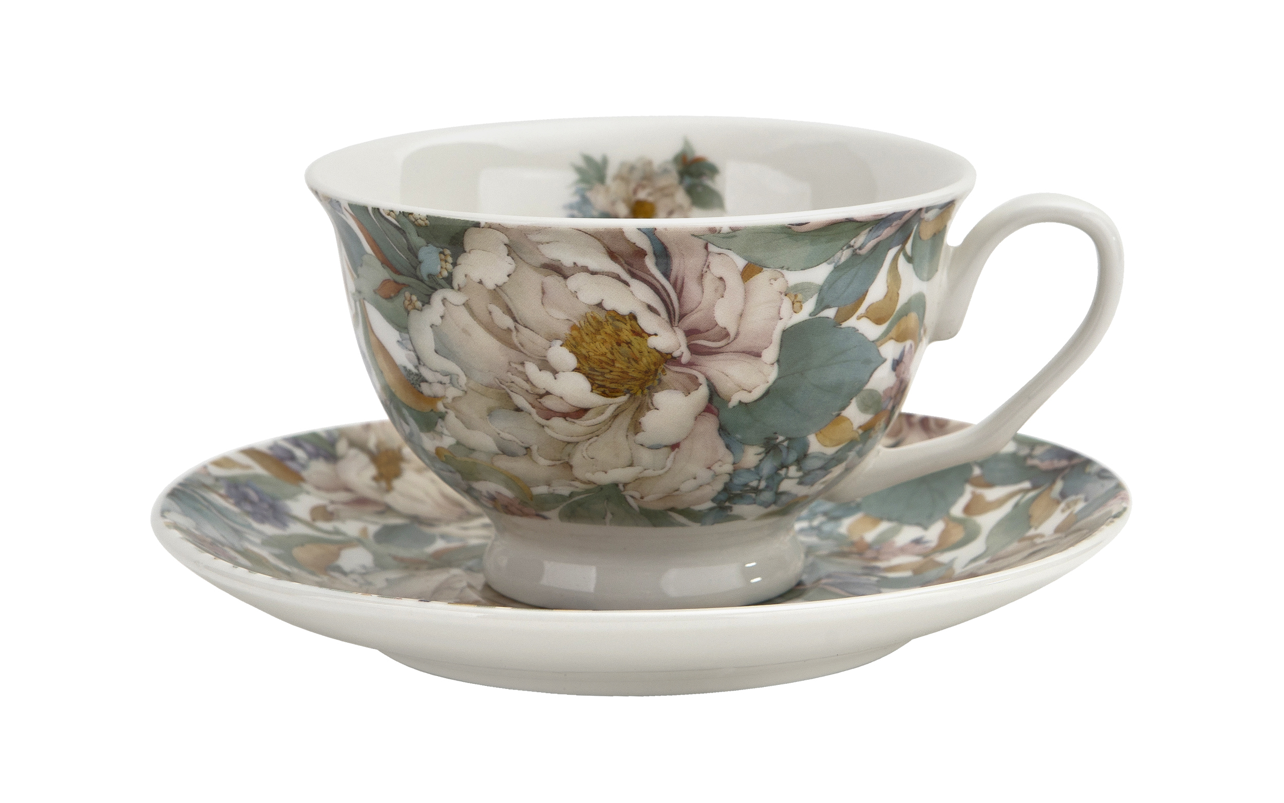 Filiżanka porcelanowa 250 ml + spodek Peony White