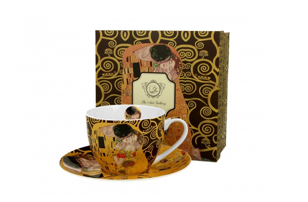 Filiżanka porcelanowa 250 ml + spodek The Kiss Brown