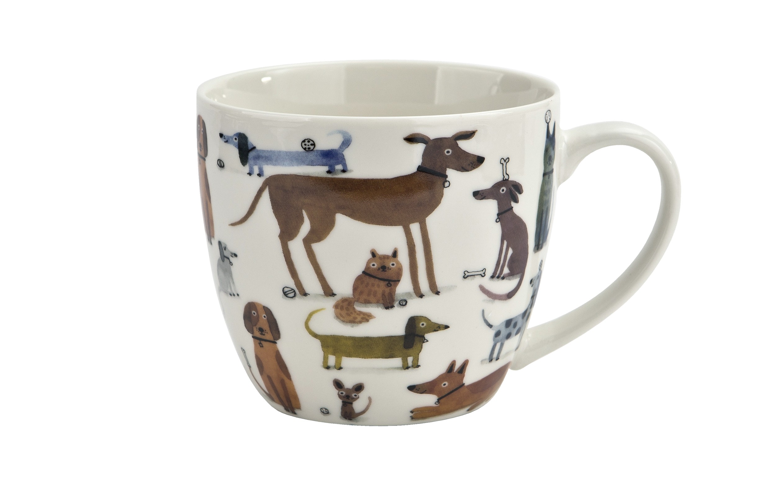 Kubek porcelanowy 460 ml Różne Psy w koszyczku
