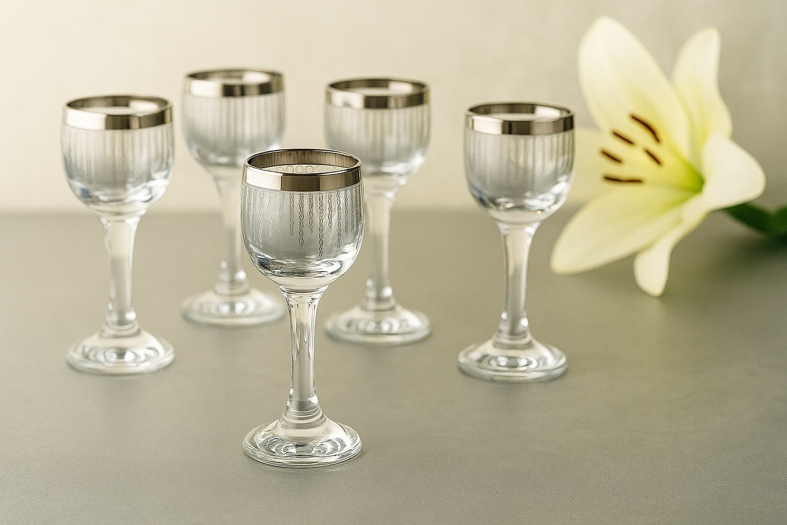 Komplet 6 kieliszków do wódki 25 ml Koral Platinium