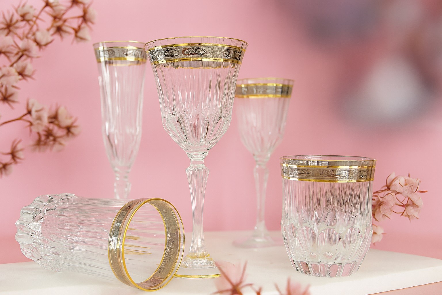 Komplet 6 kieliszków do szampana 180 ml Royal Gold
