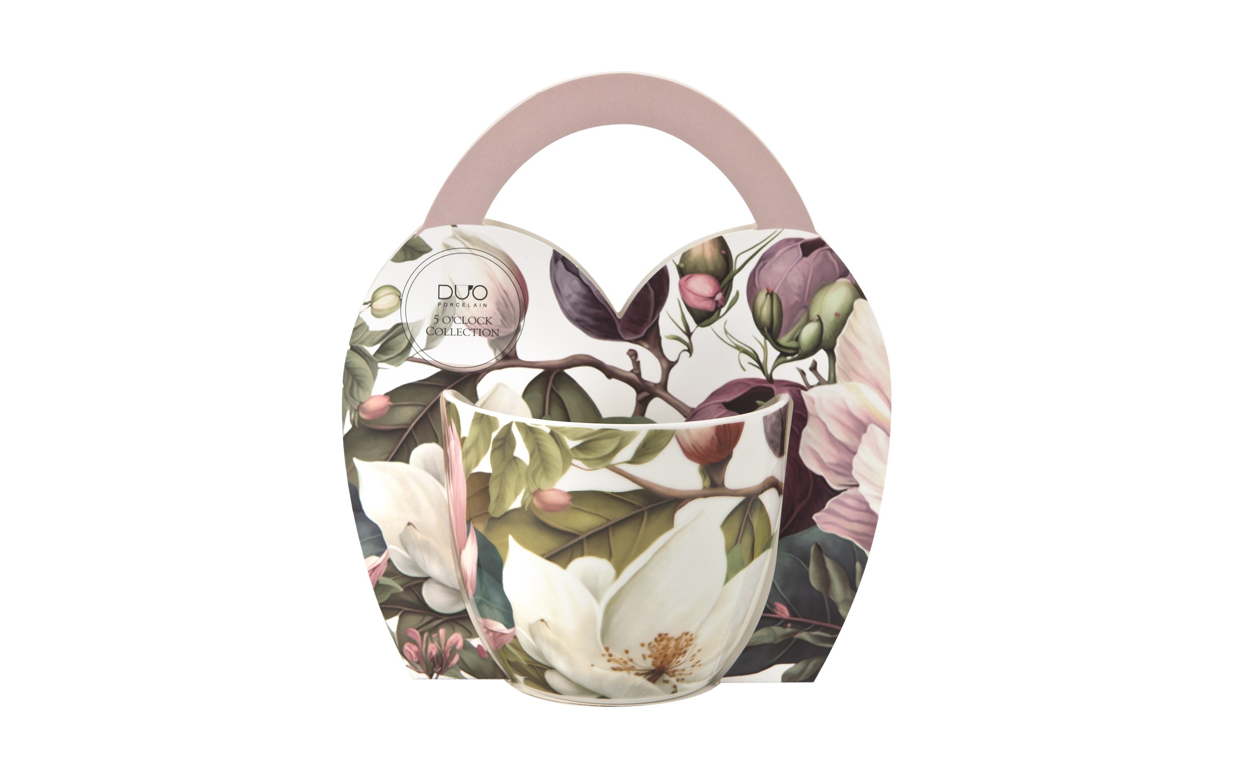Kubek porcelanowy 460 ml Kwiaty Magnolie w koszyczku