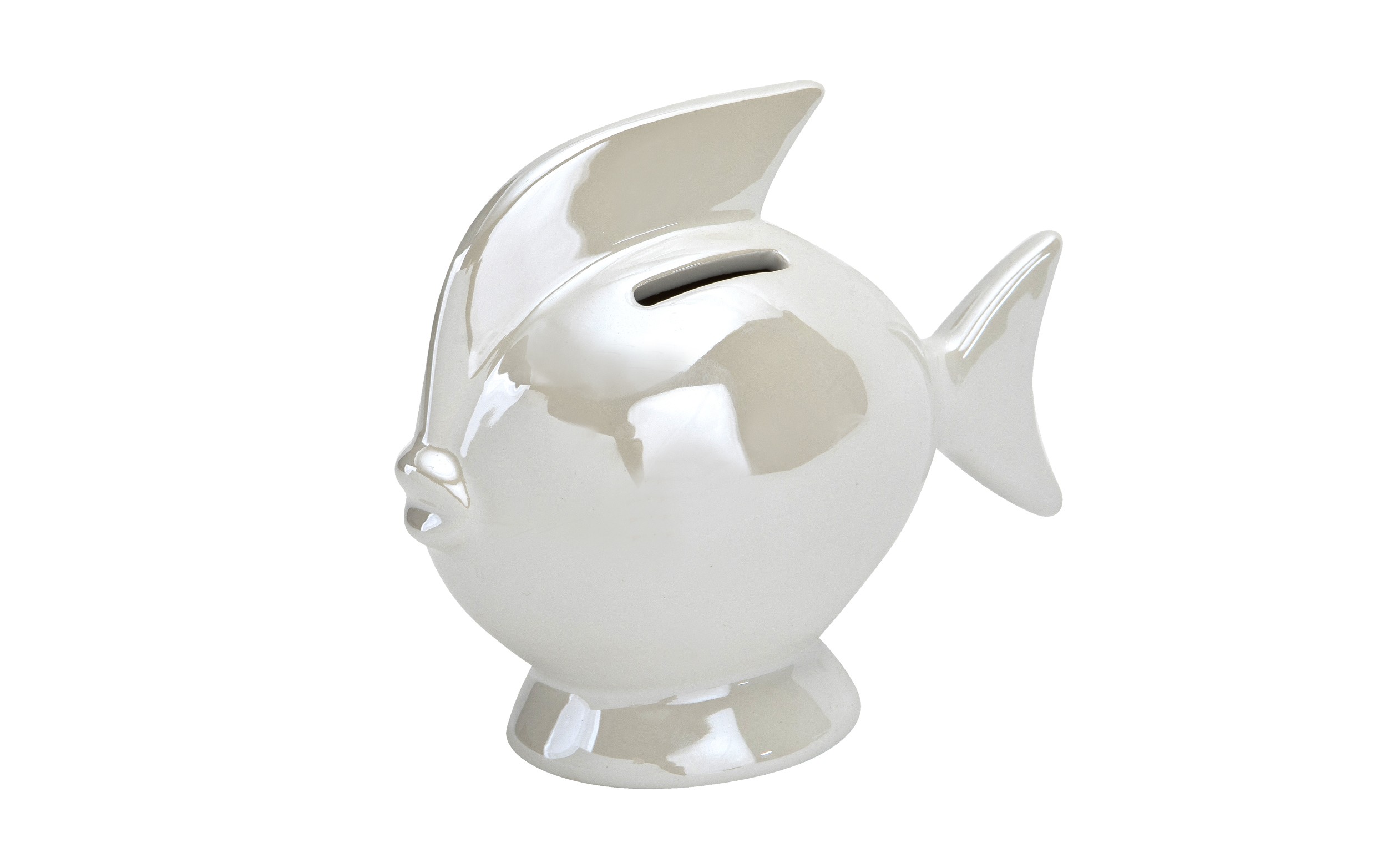 Skarbonka ceramiczna Ryba biała mała 14x7,5 cm
