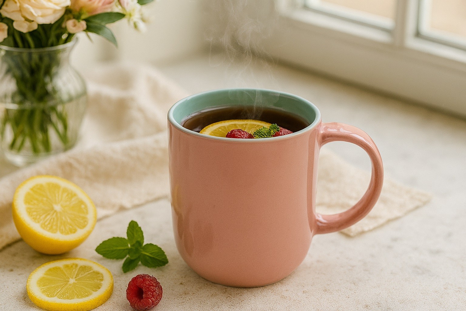 Kubek ceramiczny 400 ml różowo-niebieski