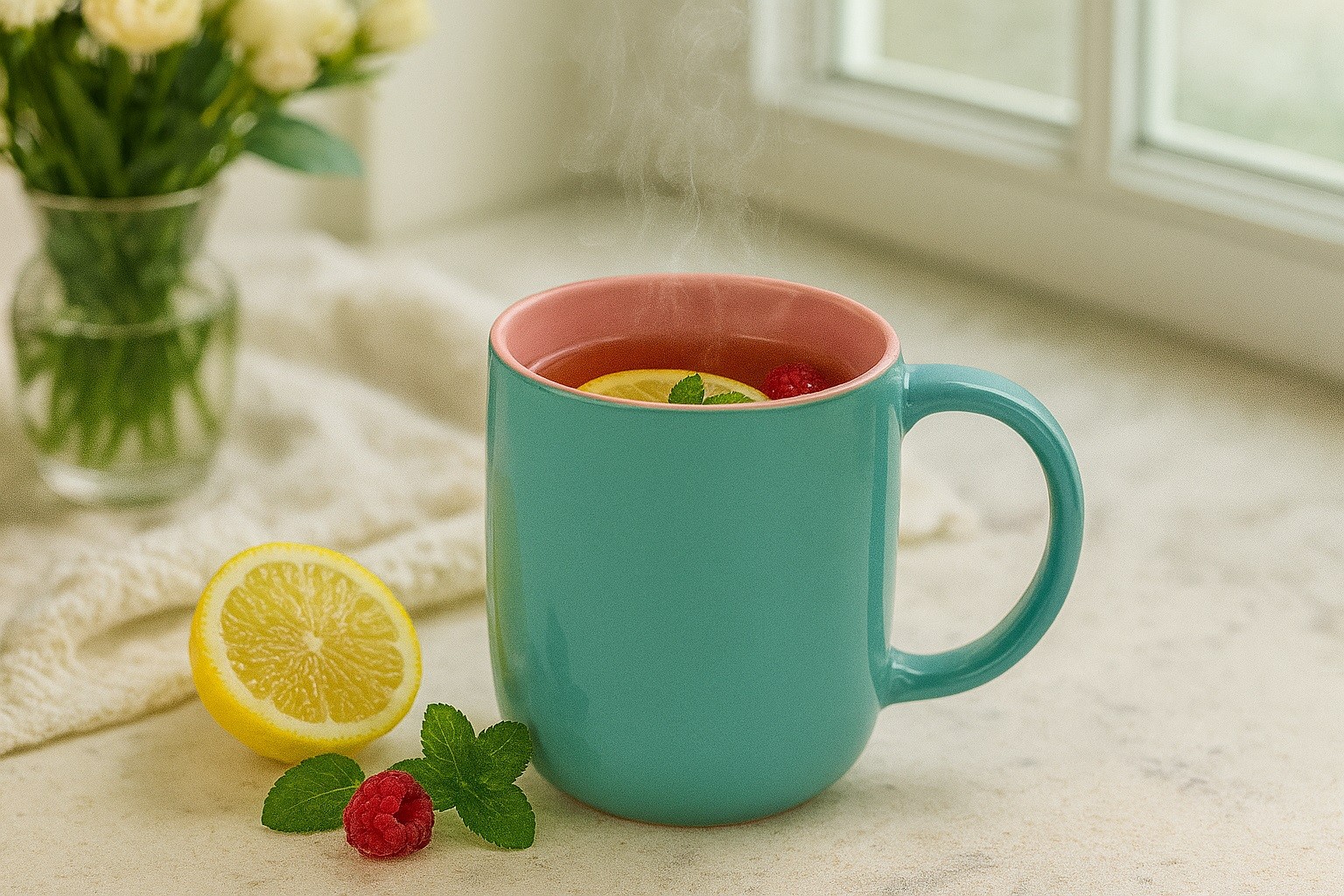 Kubek ceramiczny 400 ml niebiesko-różowy