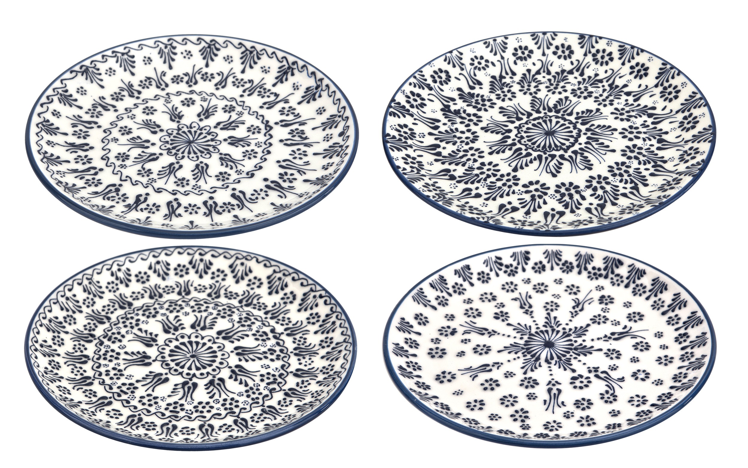 Talerz płytki obiadowy 25 cm ceramiczny Oriental White Blue