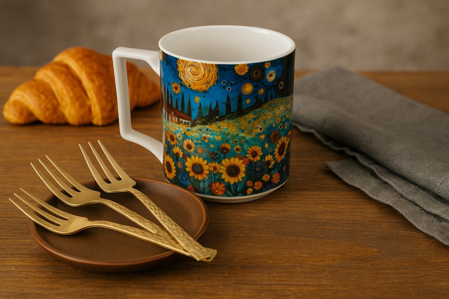 Duży kubek porcelanowy 750 ml Modern Sunflower Field