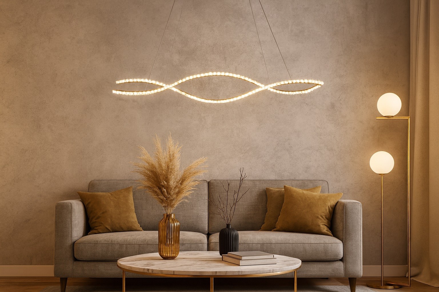 Lampa SPARK WAVES PENDANT 120 CCT DIMM + REMOTE CONTROL Gold