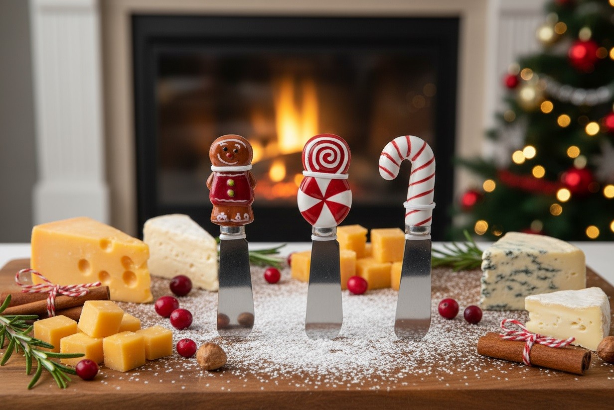 Zestaw 3 noży do sera Xmas Cukierki