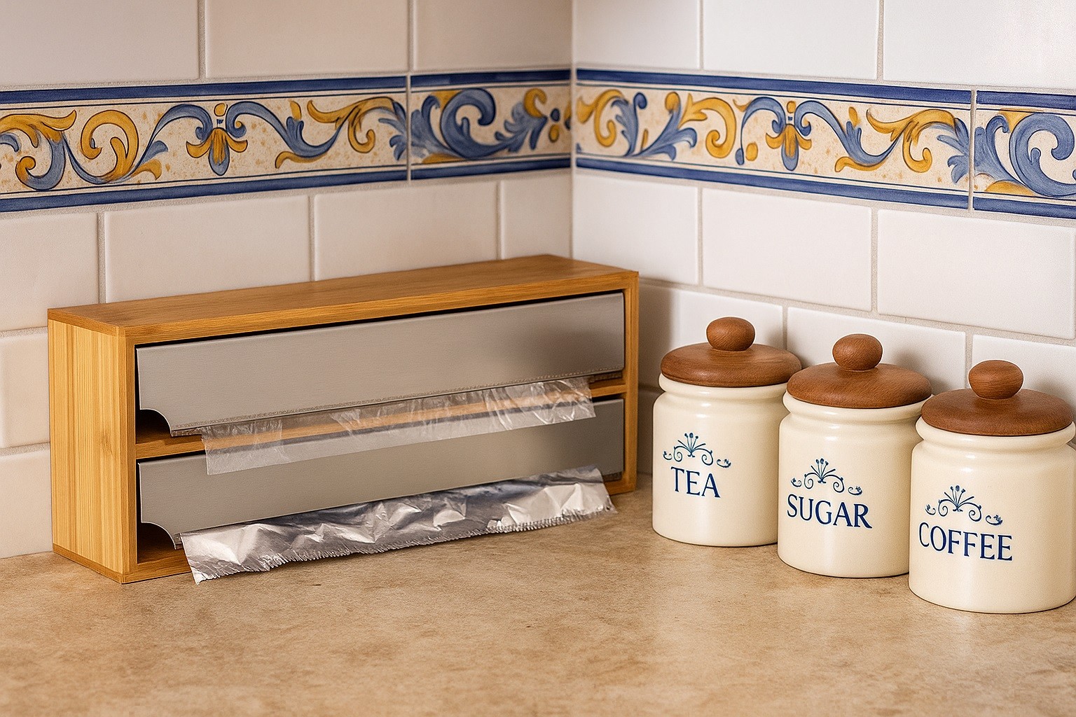 Bambusowy dyspenser do folii spożywczej Modern Kitchen