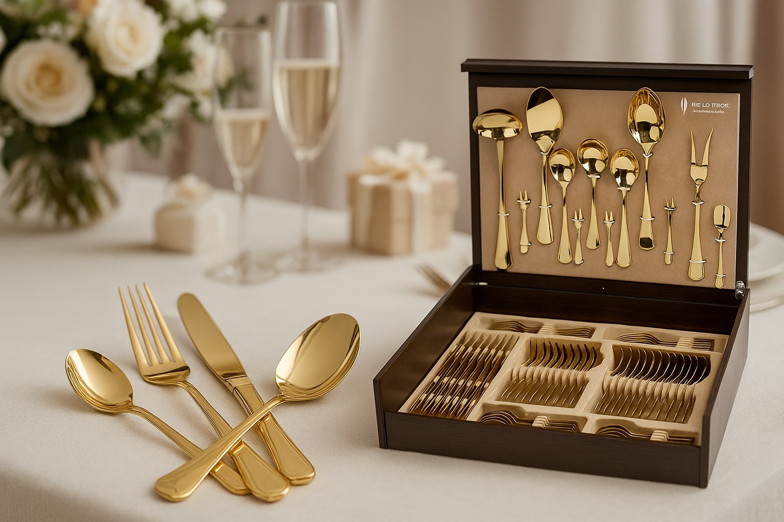 Komplet sztućów dla 12 osób 72 el. Titanium Gold 3 w kasecie