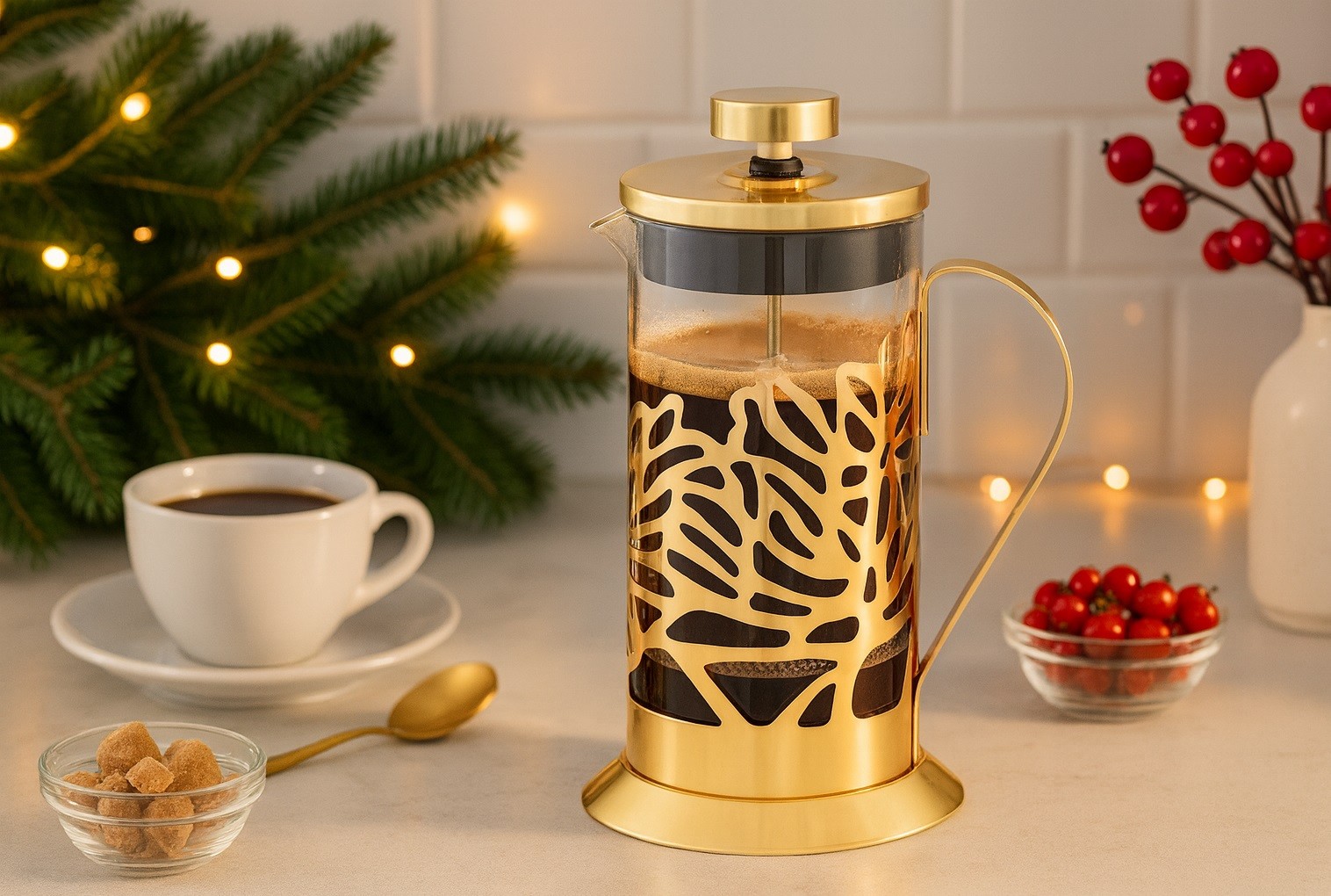 Zaparzacz do kawy i herbaty 600 ml Royal liście złoty
