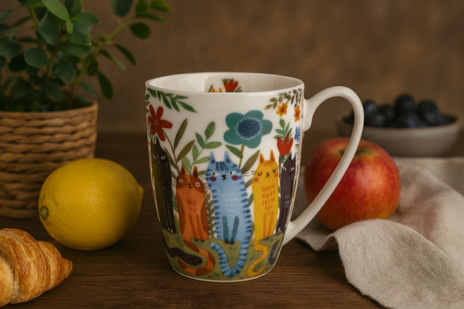 Kubek porcelanowy 350 ml Koty Ogrodowe