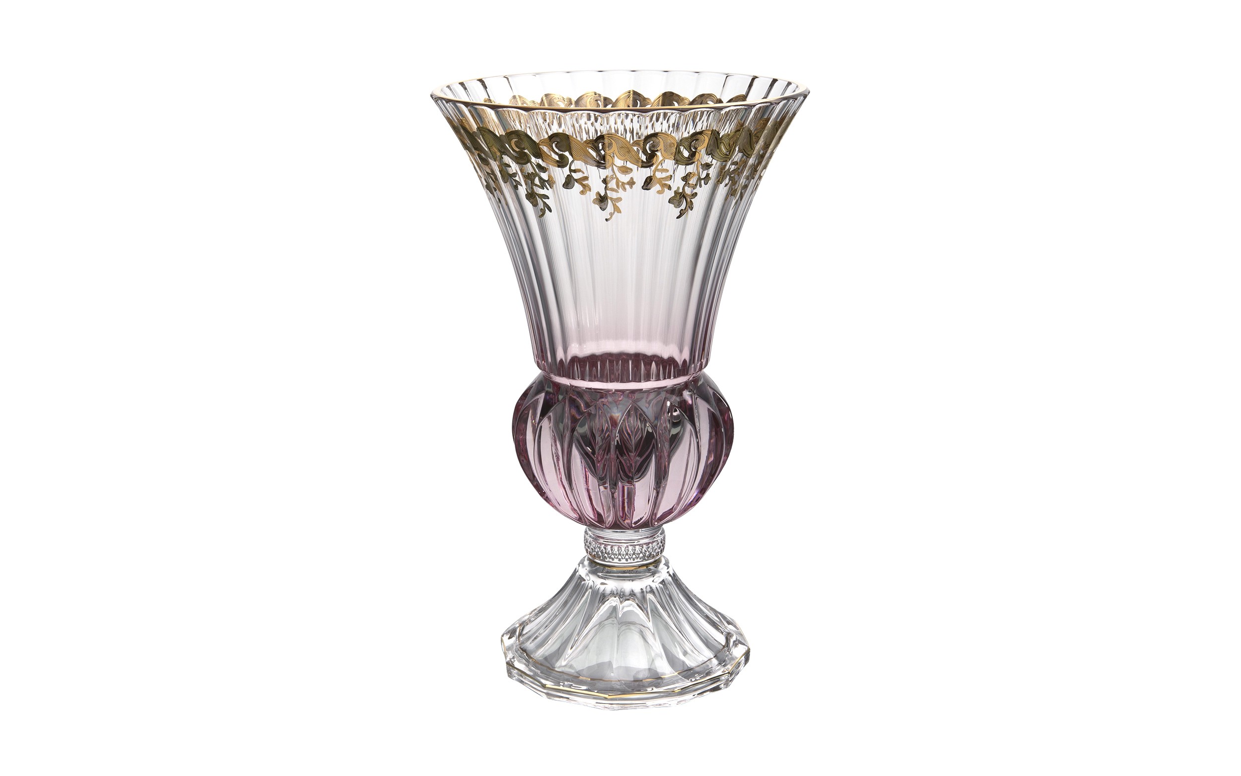 Wazon kryształowy 35 cm na nodze Pink-FT-AD