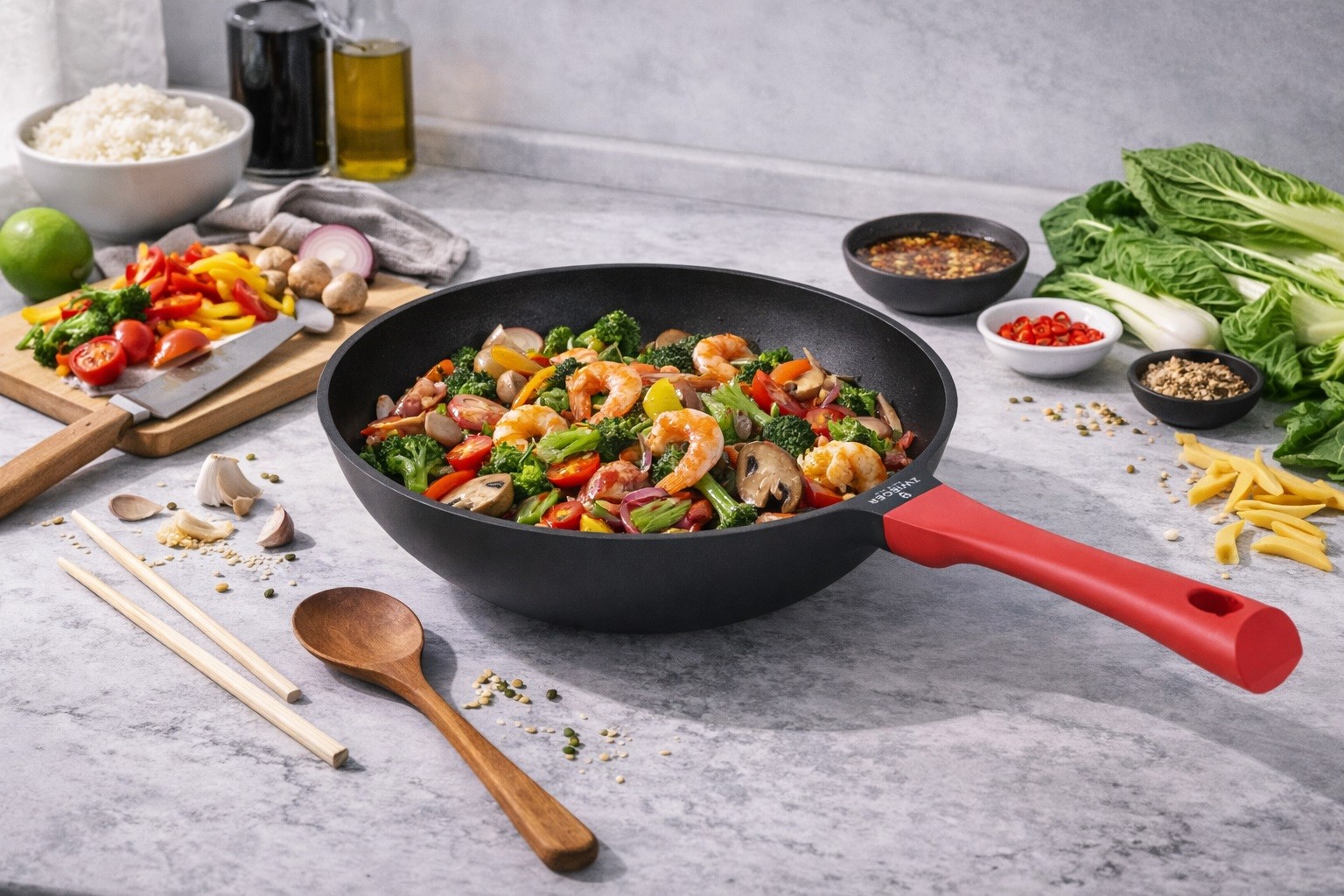 Patelnia Wok 32 cm Obsidian