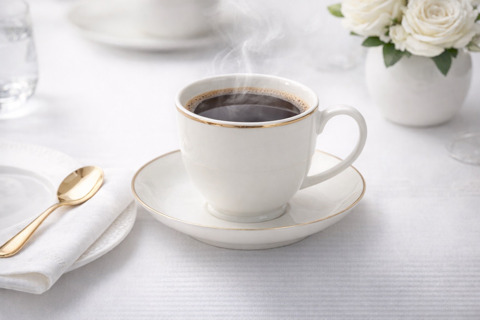 Filiżanka porcelanowa 370 ml ze spodkiem Bella Złota Linia