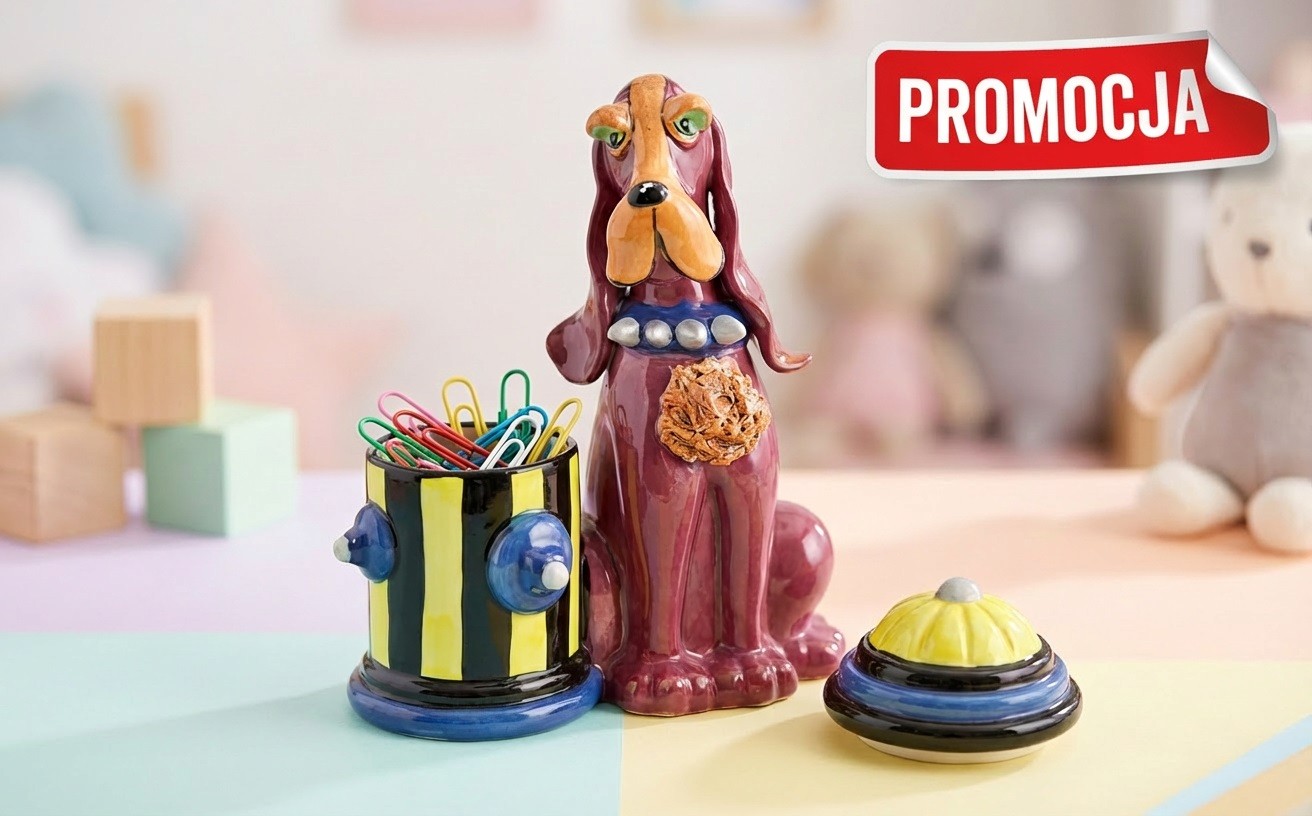 Pojemnik ceramiczny Pies czerwony przy hydrancie