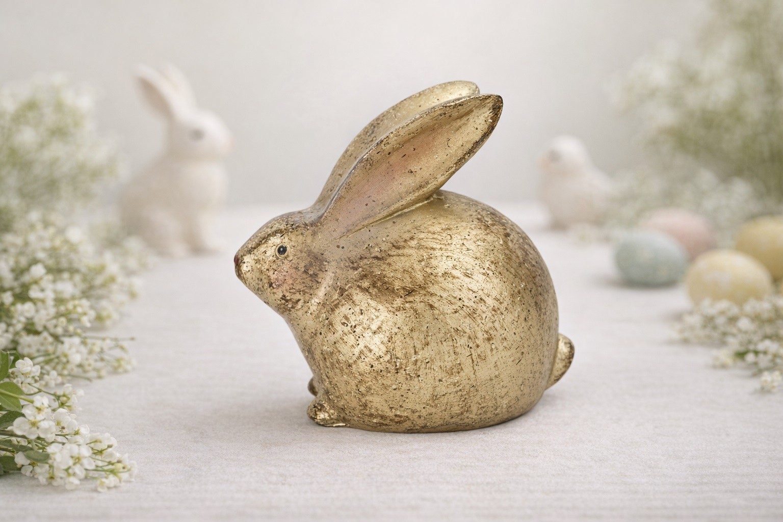 Figurka z tworzywa Królik 16,5 cm Złoty GJ0019