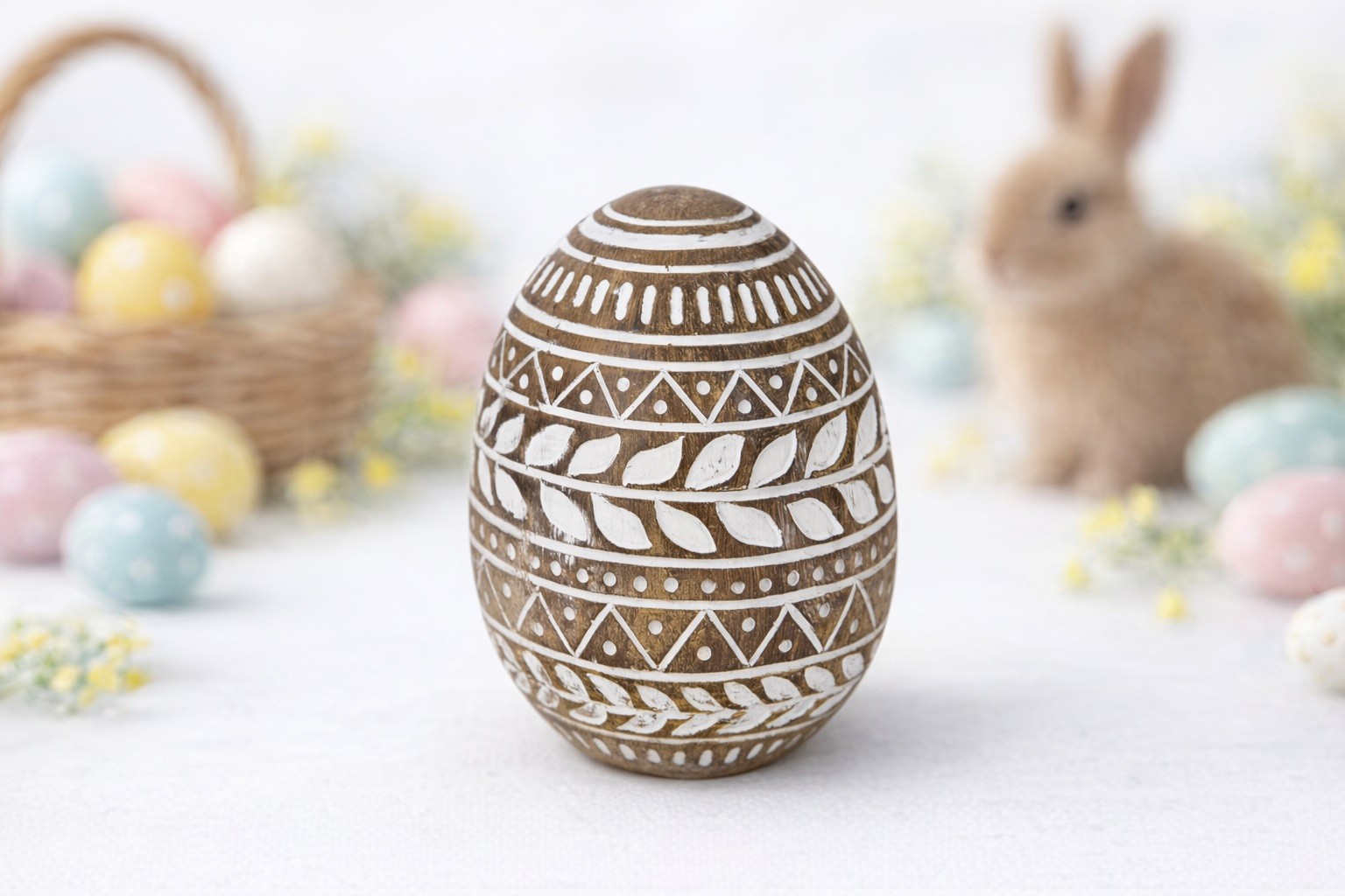 Ozdoba Jajko 10 cm brązowo-białe AP143944