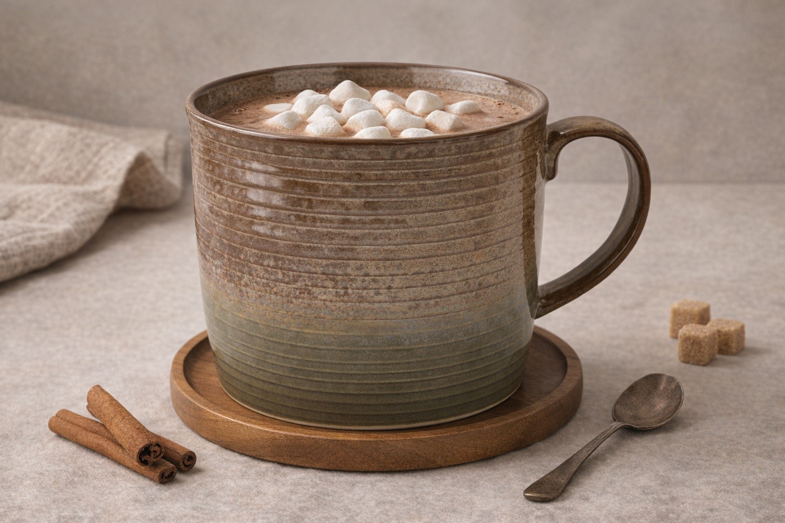 Duży Kubek ceramiczny 1 L Ombres Insta brązowo-zielony