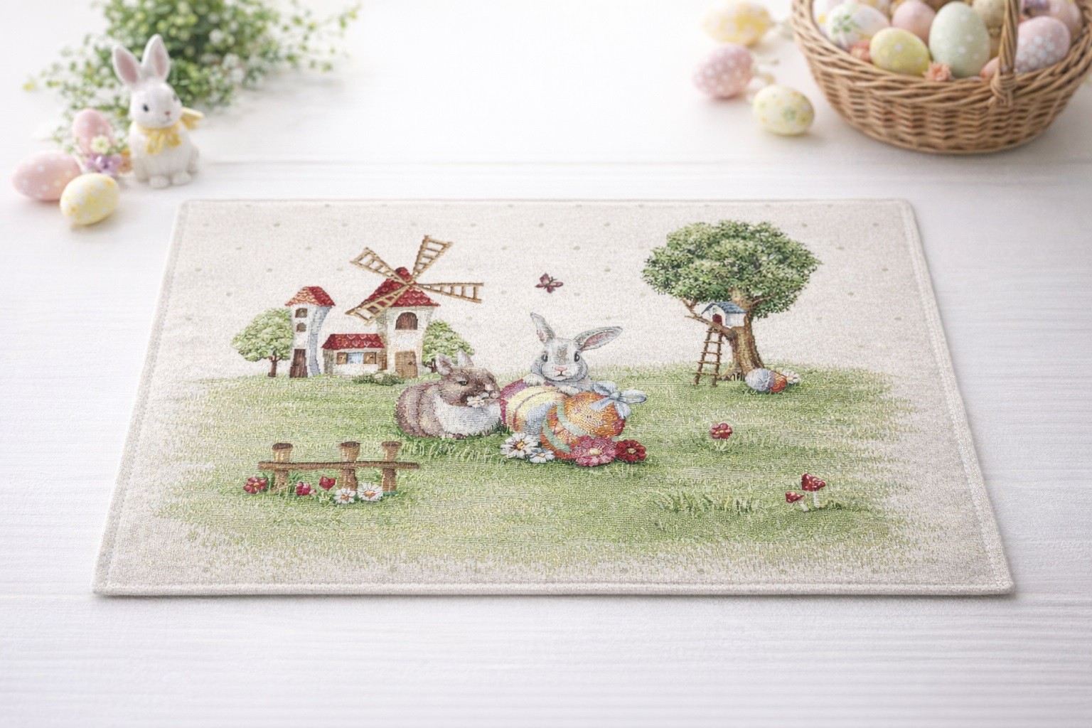 Serwetka gobelinowa 37x48 cm Runner 1179 Zajączki i wiatrak