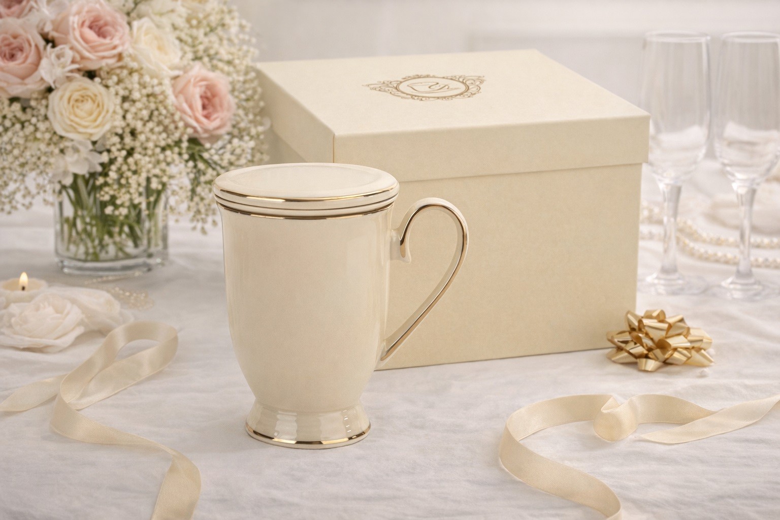 Kubek porcelanowy 400 ml z zaparzaczem Victoria
