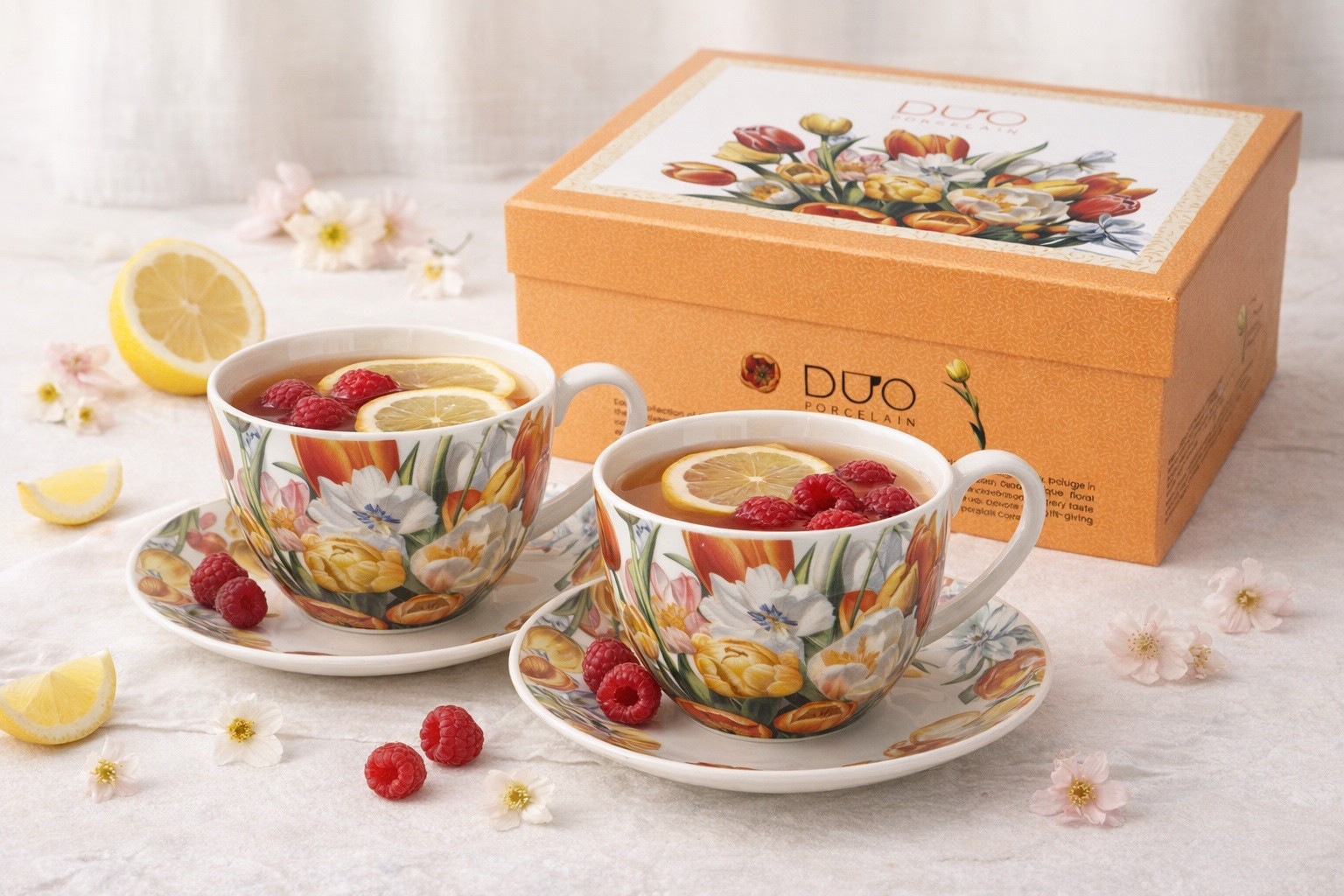 Komplet 2 filiżanek 270 ml + spodki Tulipany