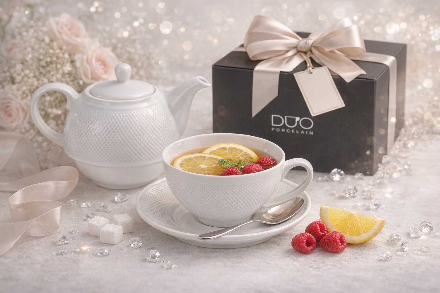 Filiżanka z dzbankiem i zaparzaczem Tea For One Diamond
