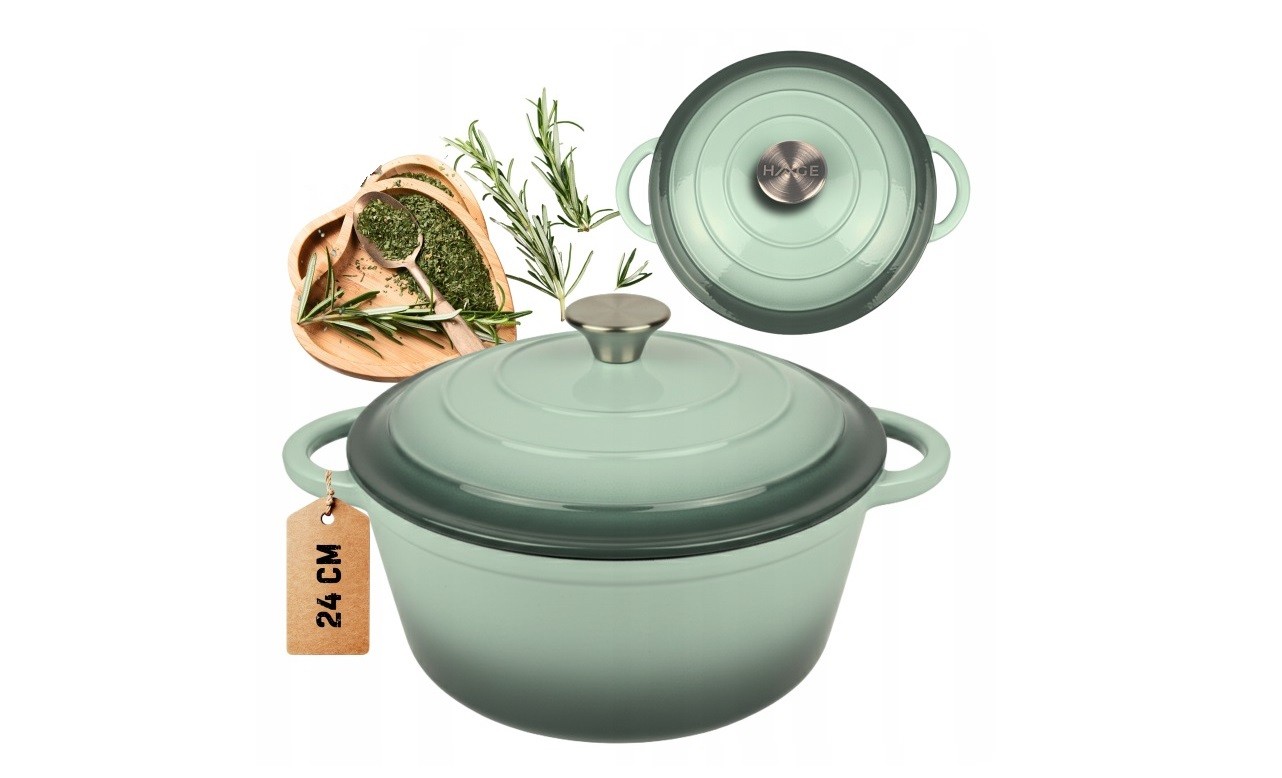 Garnek żeliwny emaliowany 24 cm sea salt DQ24EGG